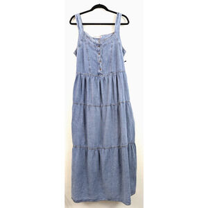 New Given Kale sz XL Maxi length Dress sleeveless tank chambray blue 0875
